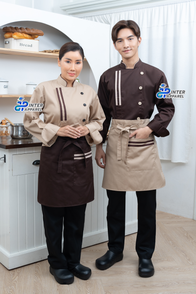 Chef Mocha Line Long-Sleeve Mandarin Collar Chef Jacket Chef Mocha Line Long-Sleeve Mandarin Collar Chef Jacket