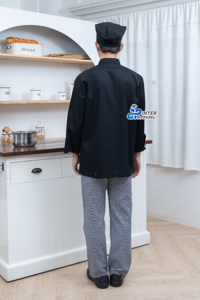 เสื้อเชฟ JP Chef Pro คอจีน แขนยาว สีดำ กระดุมถอดได้ เสื้อเชฟ JP Chef Pro คอจีน แขนยาว สีดำ กระดุมถอดได้