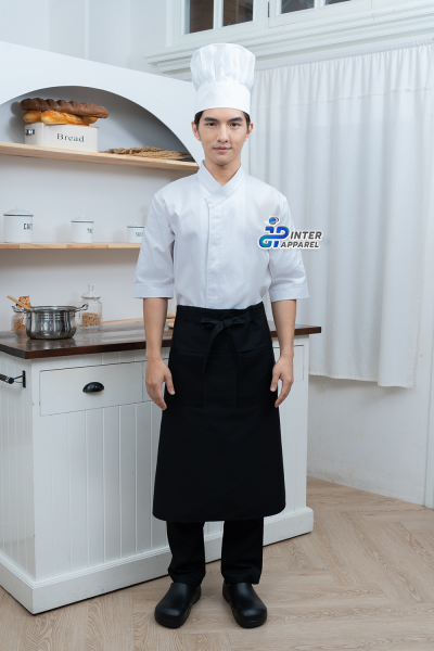 เสื้อกุ๊ก คอป้าย แขนสามส่วน (D&N) สาบซ่อน สีขาว