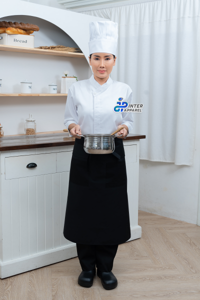 Chef Jacket with Mandarin Collar 3/4 Sleeves (D&N) Chef Jacket with Mandarin Collar 3/4 Sleeves (D&N)