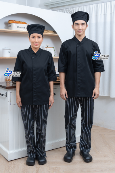 Chef Jacket with Mandarin Collar 3/4 Sleeves (D&N) Chef Jacket with Mandarin Collar 3/4 Sleeves (D&N)