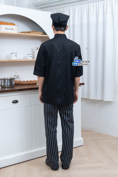 Chef Jacket with Mandarin Collar 3/4 Sleeves (D&N) Chef Jacket with Mandarin Collar 3/4 Sleeves (D&N)