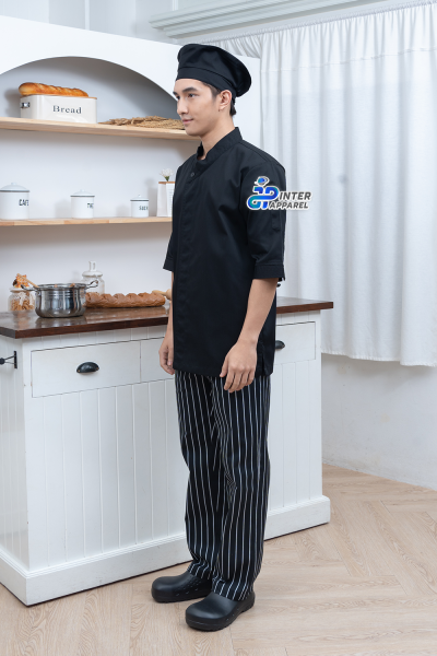 Chef Jacket with Mandarin Collar 3/4 Sleeves (D&N) Chef Jacket with Mandarin Collar 3/4 Sleeves (D&N)