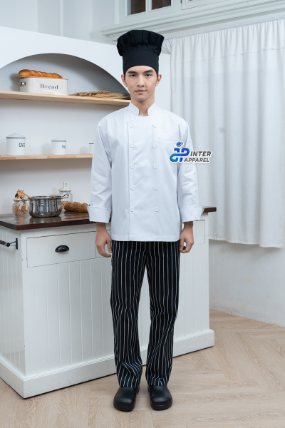 Classic Mandarin Chef Jacket, White, 10 Buttons - White Tradition Series