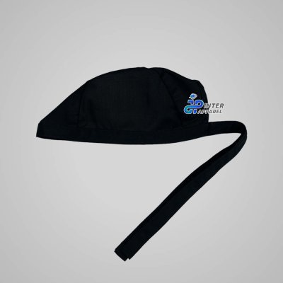 Black hat with a chin strap