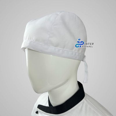 White hat with a chin strap