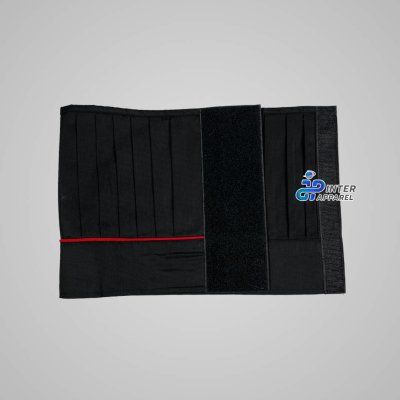 Black 9-inch open-top chef's hat with red trim.