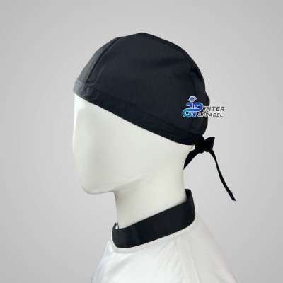 Black hat with a chin strap