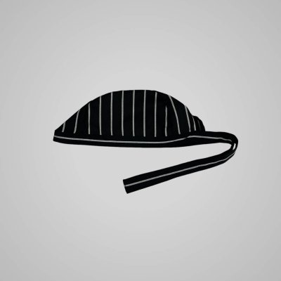 Black- White hat with a chin strap