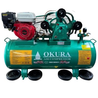 ปั๊มลมพร้อมเครื่องยนต์ OKURA รุ่น AT-65-150L-EN