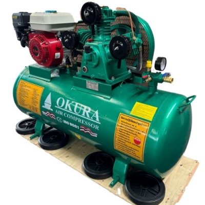 ปั๊มลมพร้อมเครื่องยนต์ OKURA รุ่น AT-65-150L-EN