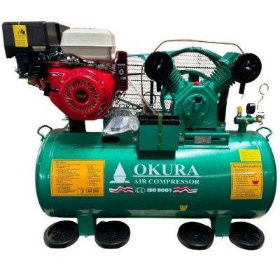 ปั๊มลมพร้อมเครื่องยนต์ OKURA รุ่น AT-80-250L-EN