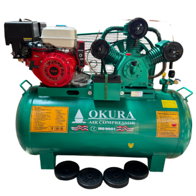ปั๊มลมพร้อมเครื่องยนต์ OKURA รุ่น AT-80-300L-EN