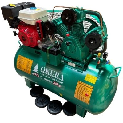 ปั๊มลมพร้อมเครื่องยนต์ OKURA รุ่น AT-80-300L-EN