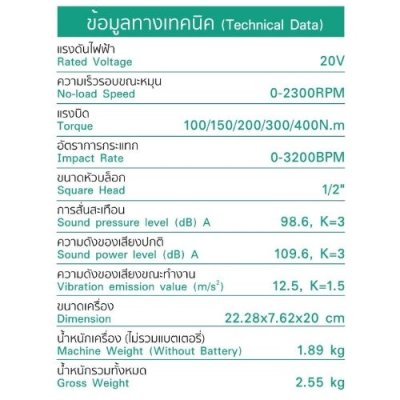 บล็อกไร้สาย 1/2 นิ้ว (4 หุน) SUMO รุ่น CW777-5