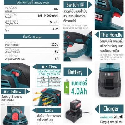 เครื่องดูด-เป่าลมไร้สาย  SUMO รุ่น CB327