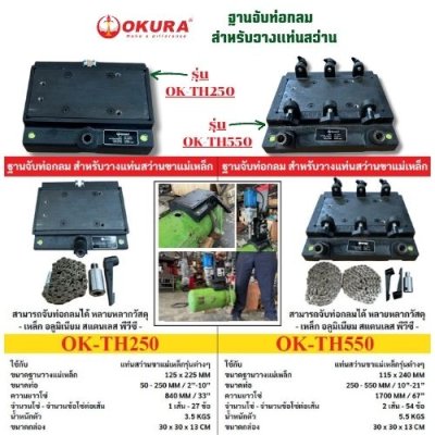 ฐานจับท่อกลม   สําหรับวางแท่นสว่านขาแม่เหล็ก แบรนด์ OKURA รุ่น OK-TH250