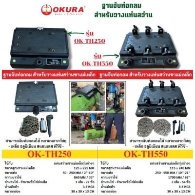 ฐานจับท่อกลม   สําหรับวางแท่นสว่านขาแม่เหล็ก  แบรนด์ OKURA รุ่น OK-TH550
