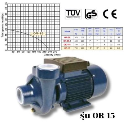 ปั๊มหอยโข่ง 1.5""×1.5""  ORONO รุ่น OR-15