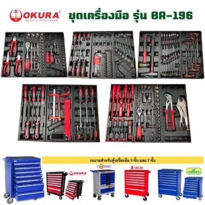 ตู้เครื่องมือ 7 ชั้น รุ่น SM-07X   พร้อมชุดเครื่องมือ 196 ชิ้น