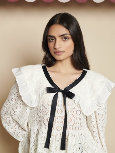 Vanilla Lace Bow Top