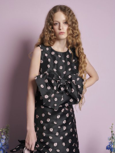 Rose Bells Jacquard Bow Dress