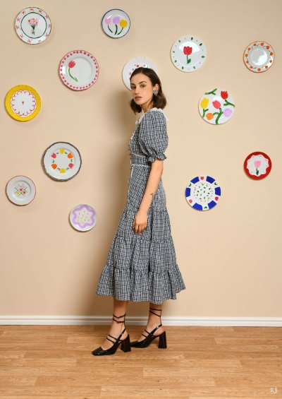 Candia Check Midi Dress