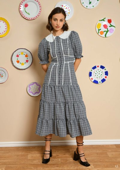 Candia Check Midi Dress
