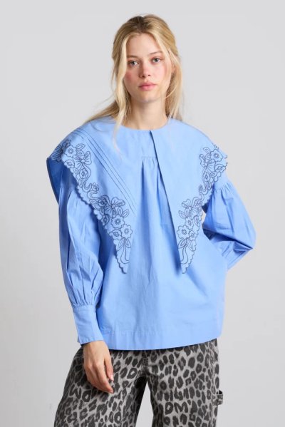 Candy Embroidered Collar Blouse