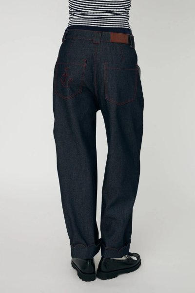 Unwashed Denim Scallop Pants - Raw Denim