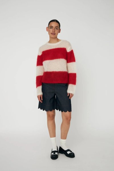 Unwashed Denim Scallop Shorts - Raw Denim