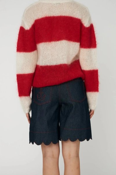 Unwashed Denim Scallop Shorts - Raw Denim