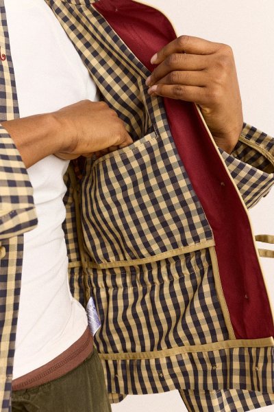 Myrtle Trench Coat - Navy Gingham
