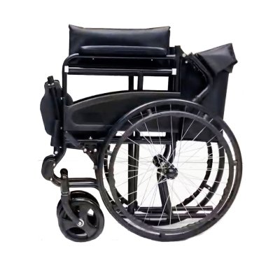 รถเข็นผู้ป่วย พับได้ มีเบรคมือ โครงเหล็กพ่นสี Powder Coating