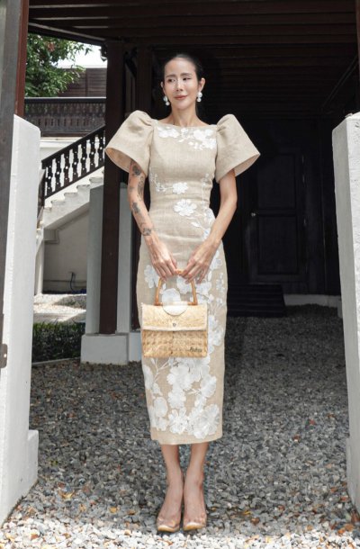 Hemp floral  Embroidered Dress