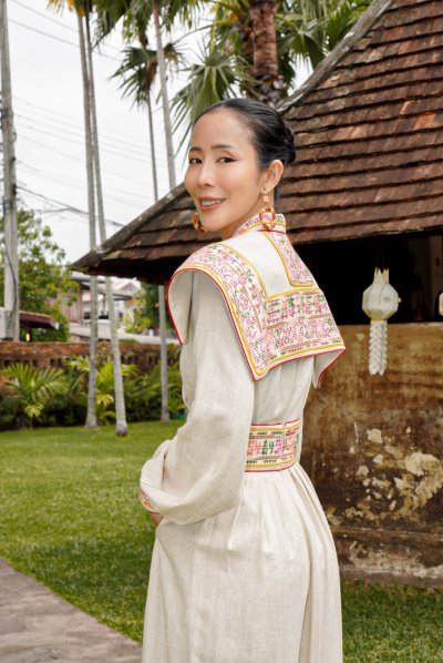 Hemp Jumpsuit with Hill Tribe Hand Embroidery