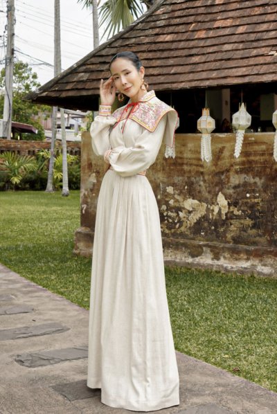 Hemp Jumpsuit with Hill Tribe Hand Embroidery