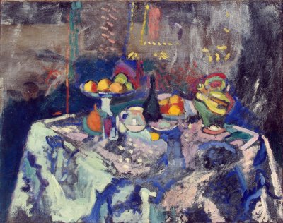 Vase, Bottle and Fruit