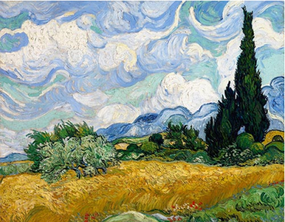 A Wheat Field with Cypresses