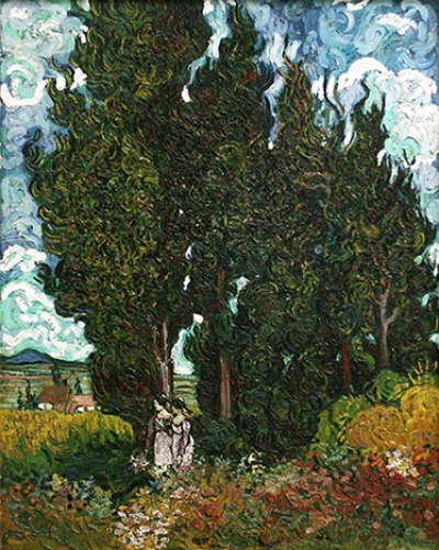 Cypresses with Two Women