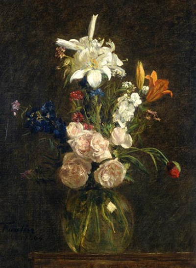 Roses and Lilies in a Vase