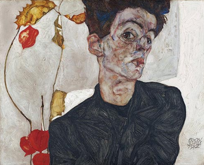 Self-Portrait with Chinese Lantern Plant