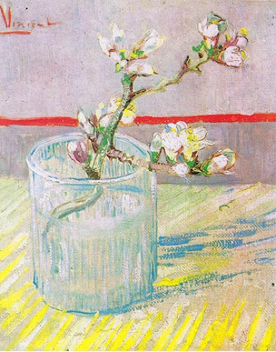 Sprig of Flowering Almond in a Glass