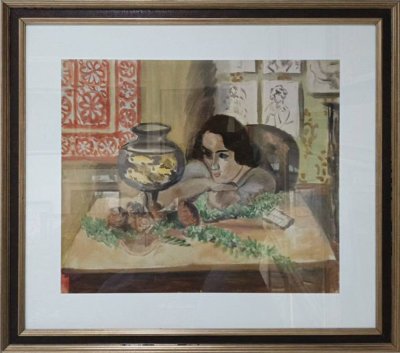 Young Woman before an Aquarium