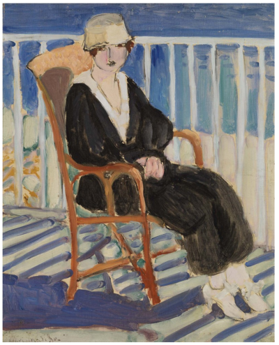 Young Girl on a Balcony over the Ocean