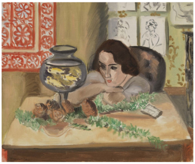 Young Woman before an Aquarium