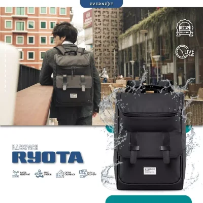Evernext - Tas Ransel Pria Waterproof Tas Sekolah Korea Anti Air Backpack Laptop Ryota Tas Kuliah Pria