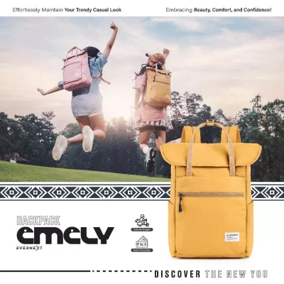 Evernext - Tas Ransel Wanita Tas Sekolah Tas Kuliah Wanita Backpack Emily Tas Punggung Laptop Wanita