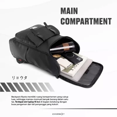 Evernext - Tas Ransel Pria Waterproof Tas Sekolah Korea Anti Air Backpack Laptop Ryota Tas Kuliah Pria