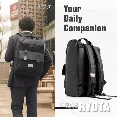 Evernext - Tas Ransel Pria Waterproof Tas Sekolah Korea Anti Air Backpack Laptop Ryota Tas Kuliah Pria